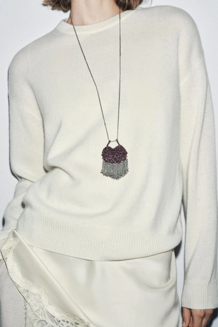 Джемпер из 100% кашемира с длинными рукавами- Заказать в России