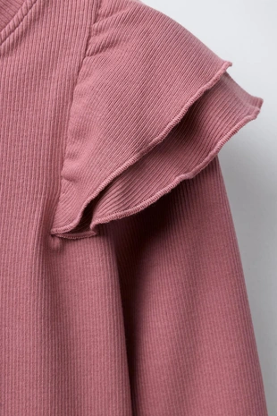 Pink | 4424/723/620 - Zara Лонгслив в рубчик с воланами