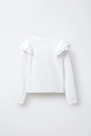 Купить Zara Лонгслив в рубчик с воланами