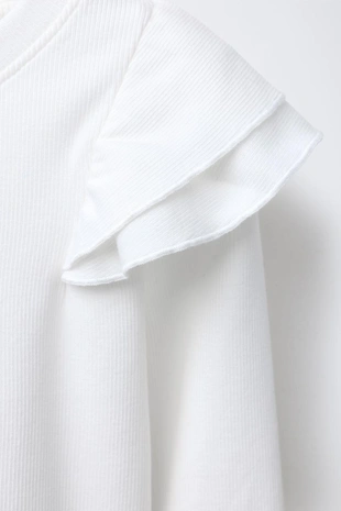 Oyster-white | 4424/723/251 - Zara Лонгслив в рубчик с воланами