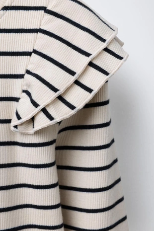 Stripes | 4424/724/105 - Zara Лонгслив в рубчик в полоску с воланами