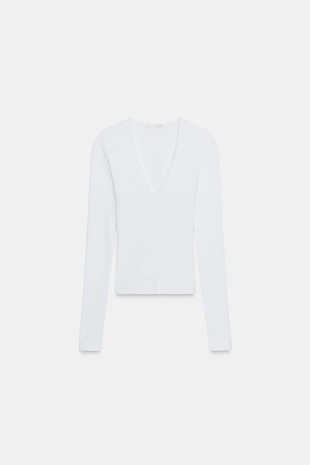 Топ в рубчик с длинными рукавами- Заказать в России