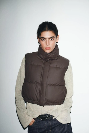 Купить Zara Прорезиненный стеганый жилет