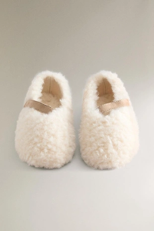 Ecru White | 3702/600/002 - Zara Детские балетки из искусственного меха