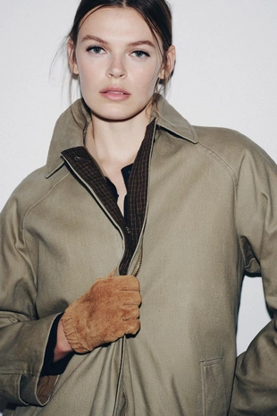 Перчатки из 100% замши со сборками- Заказать в России