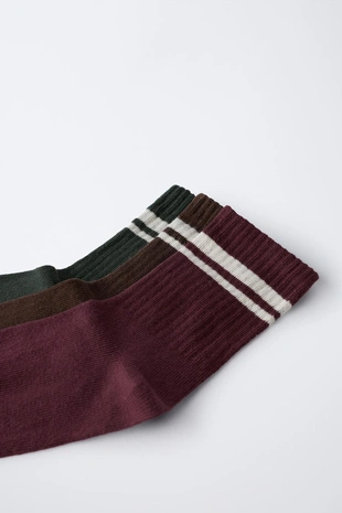 Купить Zara Набор из трех длинных носков с полосками