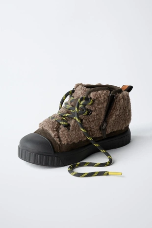 Brown | 7204/630/700 - Zara Высокие кроссовки из искусственной овчины