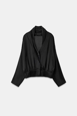 Атласная рубашка-блейзер свободного кроя- Заказать в России