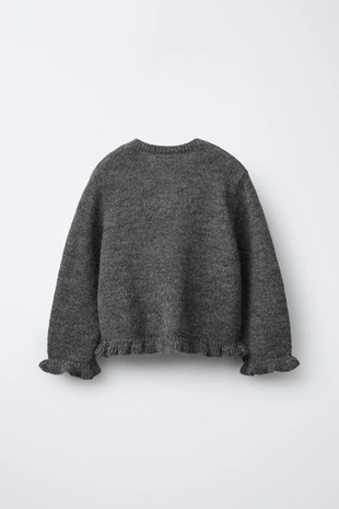 Вязаный кардиган с воланами и шерстью- Заказать в России