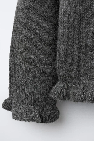 Вязаный кардиган с воланами и шерстью- Заказать в России