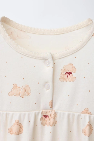 camel | 0722/511/707 - Zara 2-6 лет/пижама-ночная рубашка с принтом «собачки»