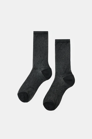 Носки со стразами до середины икры