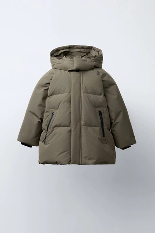 Купить Zara LONG WATER-REPELLENT AND WIND-RESISTANT FEATHER DOWN PUFFER JACKET