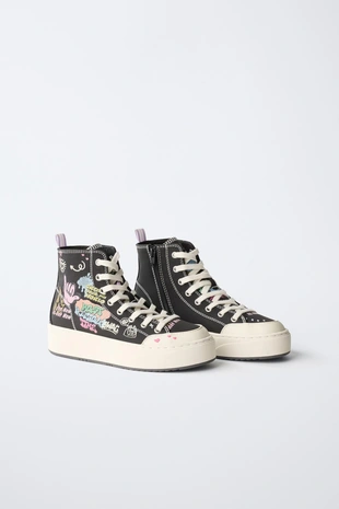 Купить Zara Высокие кеды с граффити