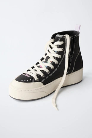Black | 2207/630/800 - Zara Высокие кеды с граффити