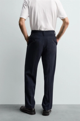Navy blue | 1564/518/401 - Zara Костюмные брюки из 100% шерсти
