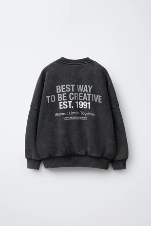 Купить Zara Толстовка с эффектом потертости и надписью