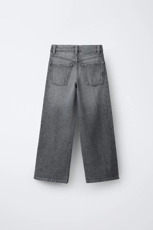 Купить Zara Джинсы WIDE LEG со стразами