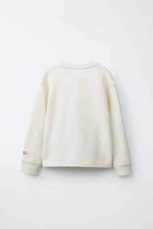 Купить Zara Лонгслив из ткани оттоман с нашивкой