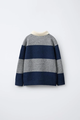 Купить Zara Трикотажный свитер поло в полоску