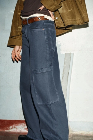 Джинсы TRF BAGGY BALLOON с карманами- Заказать в России