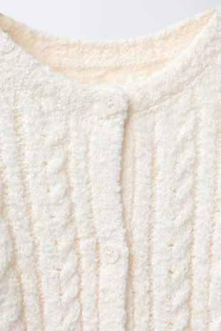 Ecru | 2582/439/712 - Zara Вязаный комбинезон с узором «косы»