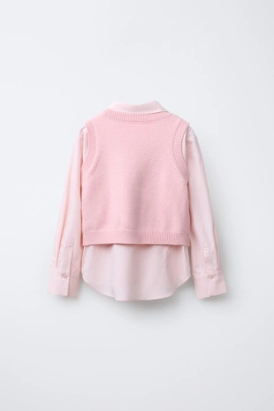 Купить Zara Рубашка из поплина с жилетом со стразами