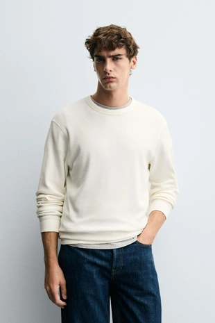 Купить Zara Футболка с рельефным узором «вафля»