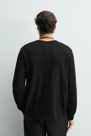 Black | 0526/345/800 - Zara Футболка с рельефным узором «вафля»