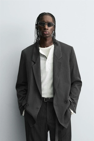 Двубортный блейзер в полоску- Заказать в России