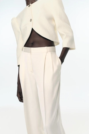 Oyster-white | 9072/580/251 - Zara Брюки прямого кроя с защипами