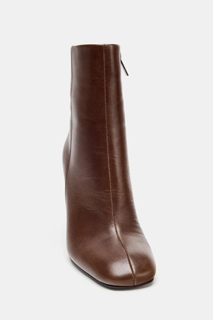 Кожаные ботильоны на широком каблуке- Заказать в России