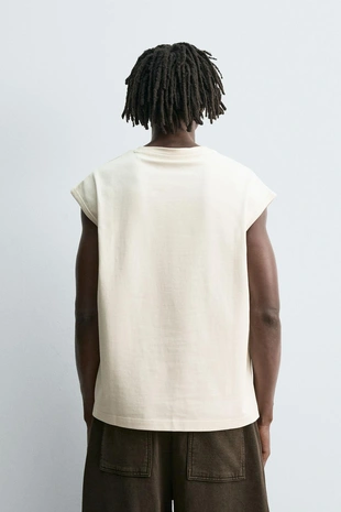 Oyster-white | 4393/330/251 - Zara Майка с эффектом неопрена