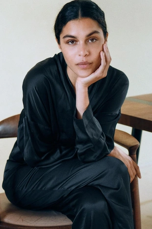 Купить Zara Атласные струящиеся брюки-бомбачи