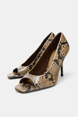 Multicoloured | 2258/610/202 - Zara Туфли с анималистическим принтом и открытым носком