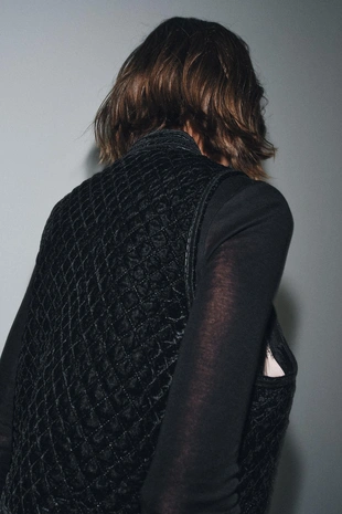 Black | 2903/249/800 - Zara Бархатный жилет с вышивкой ZW COLLECTION LIMITED EDITION
