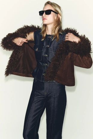 Джинсовый жилет Z1975 с поясом- Заказать в России