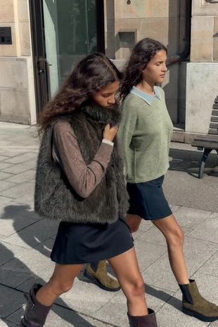 Taupe grey | 1255/727/832 - Zara Жилет из искусственного меха