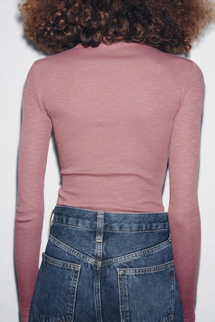Pink | 3253/705/620 - Zara Боди в рубчик с длинными рукавами