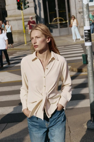 Рубашка с узлом на талии- Заказать в России