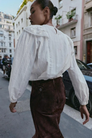 Рубашка в романтическом стиле с воланами- Заказать в России