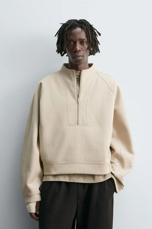 Купить Zara Укороченная толстовка из неопрена с заклепками