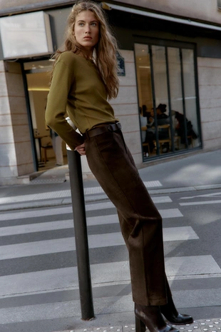 Футболка в рубчик с длинными рукавами- Заказать в России