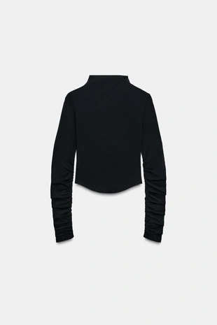 Футболка из хлопка и модала со сборками- Заказать в России