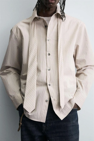 Рубашка в полоску с галстуком- Заказать в России