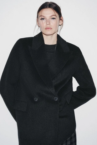 Двубортный блейзер из смесовой шерсти — ZW COLLECTION- Заказать в России