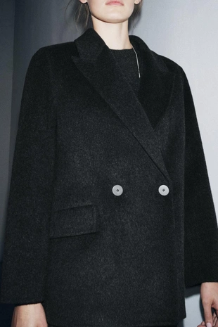 Двубортный блейзер из смесовой шерсти — ZW COLLECTION- Заказать в России