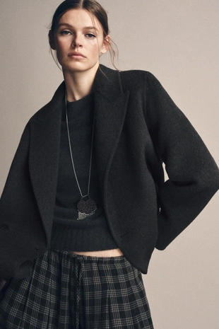 Двубортный блейзер из смесовой шерсти — ZW COLLECTION- Заказать в России