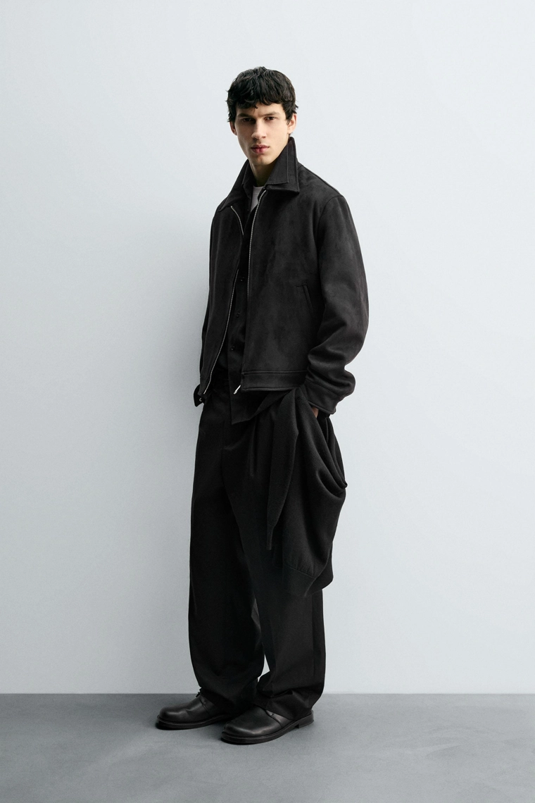 Куртка прямого кроя из искусственной замши