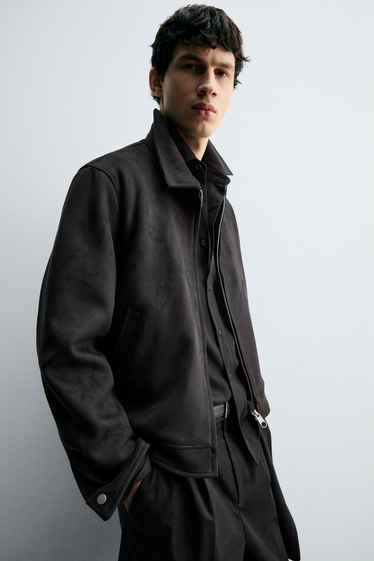 Куртка прямого кроя из искусственной замши